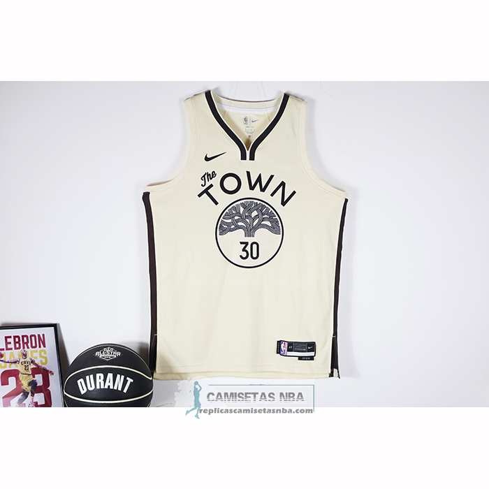 Camiseta Golden State Warriors Stephen Curry NO 30 Ciudad 2025-26 Crema